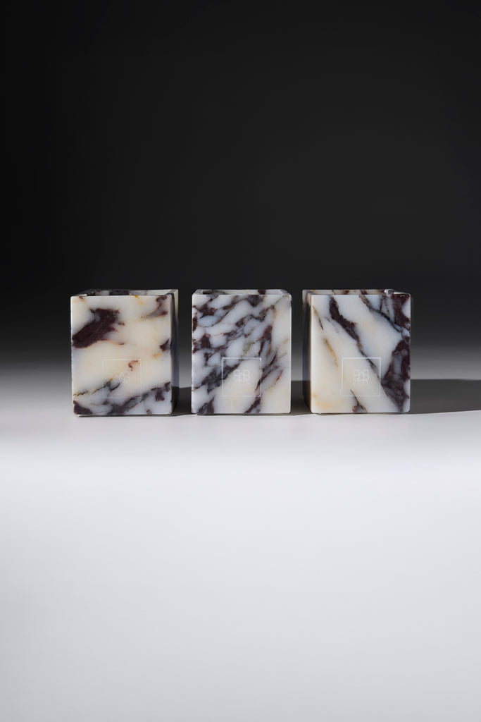 bolt – calacatta viola marble candle