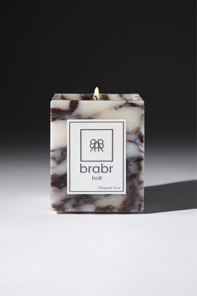 bolt – calacatta viola marble candle